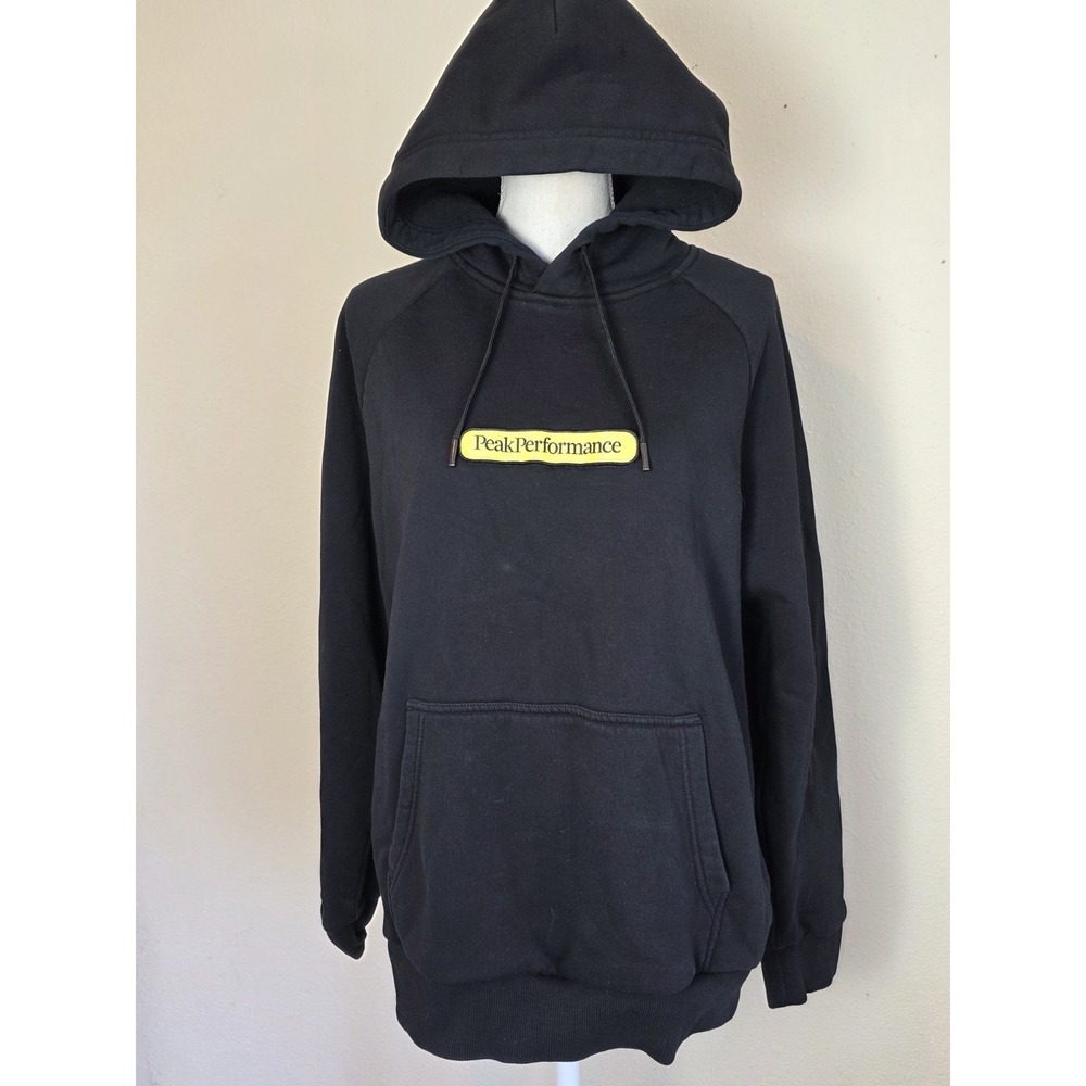 PEAK PERFORMANCE Mens Medium‎  Hoodie Black Seasonal Patch Hood